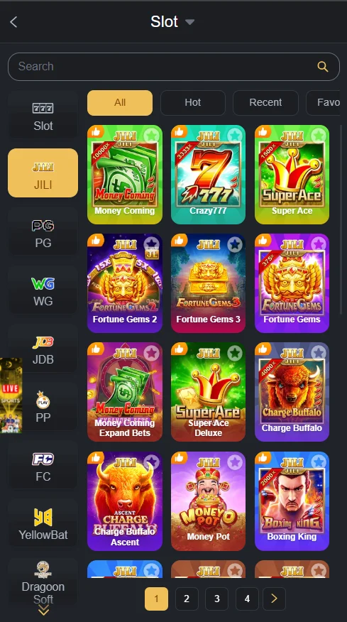 Games available on M999 Game dashboard